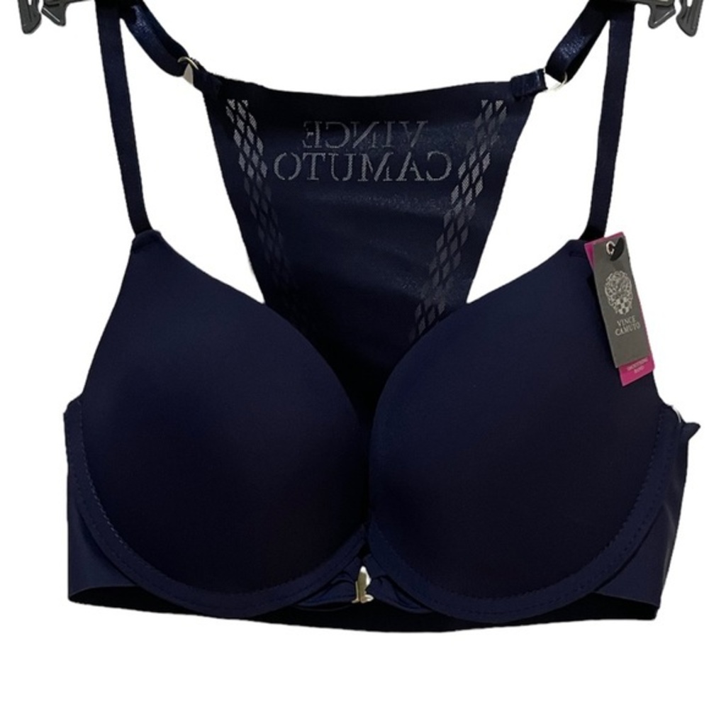 Vince Camuto Navy‎ Blue Front Close Racerback Smoothing Band Bra New